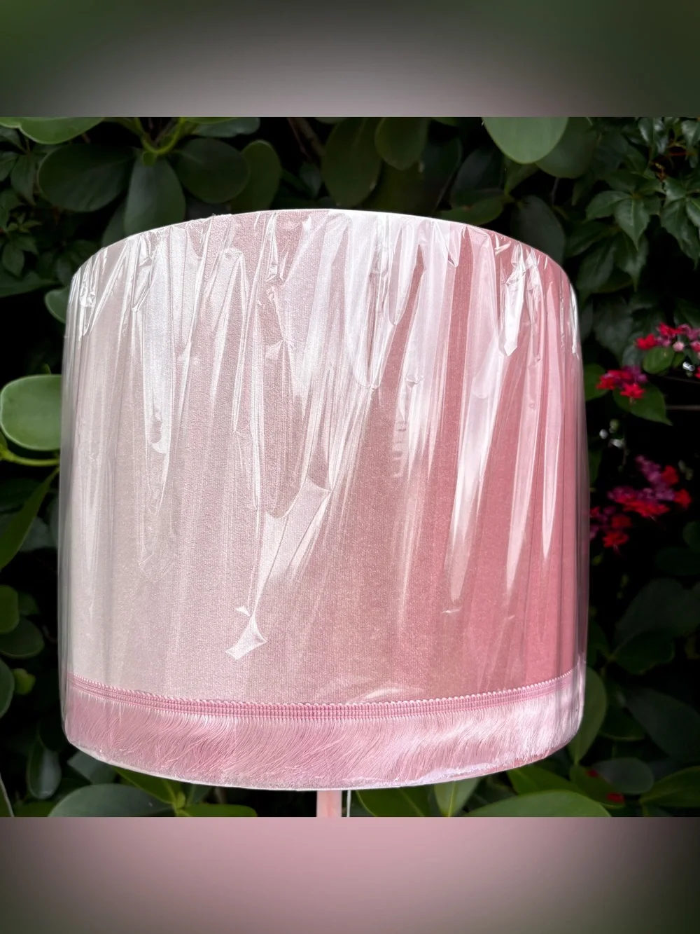 Pink Suede Frenchie French Bulldog Lamp Dog Puppy Velvet Fringe Shade (on right) - Picture 11 of 13